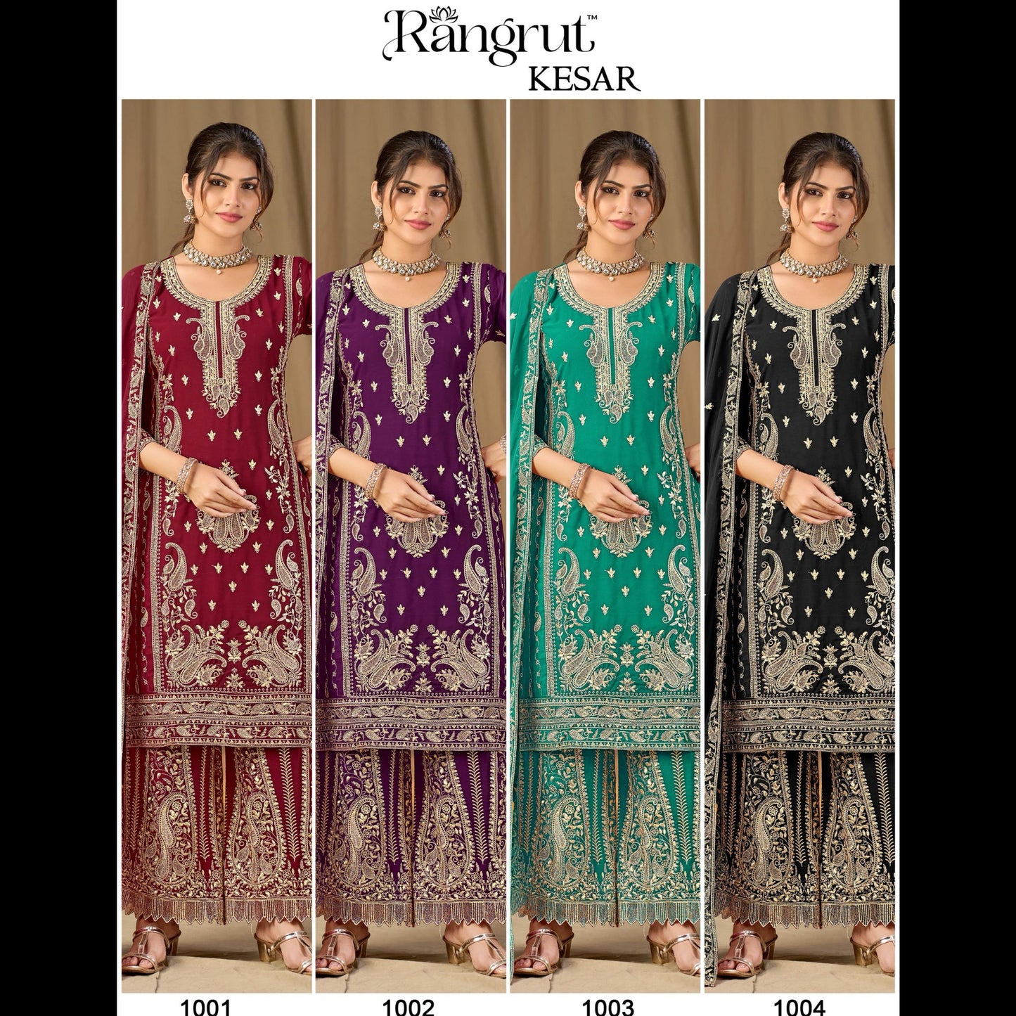 KESAR BLOOMING GEORGETTE WITH FULL INNER WITH HEAVY EMBROIDERY WORK- MBNK1788