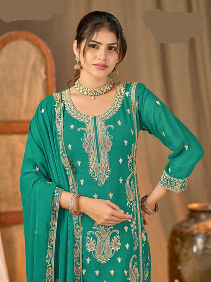 KESAR BLOOMING GEORGETTE WITH FULL INNER WITH HEAVY EMBROIDERY WORK- MBNK1788