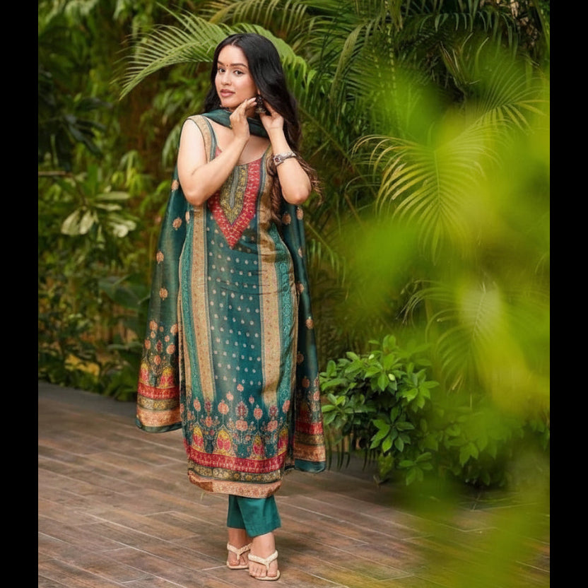 Heavy Digital Print Work Silk - MBNK1789