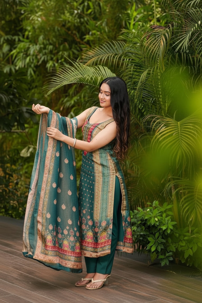 Heavy Digital Print Work Silk - MBNK1789