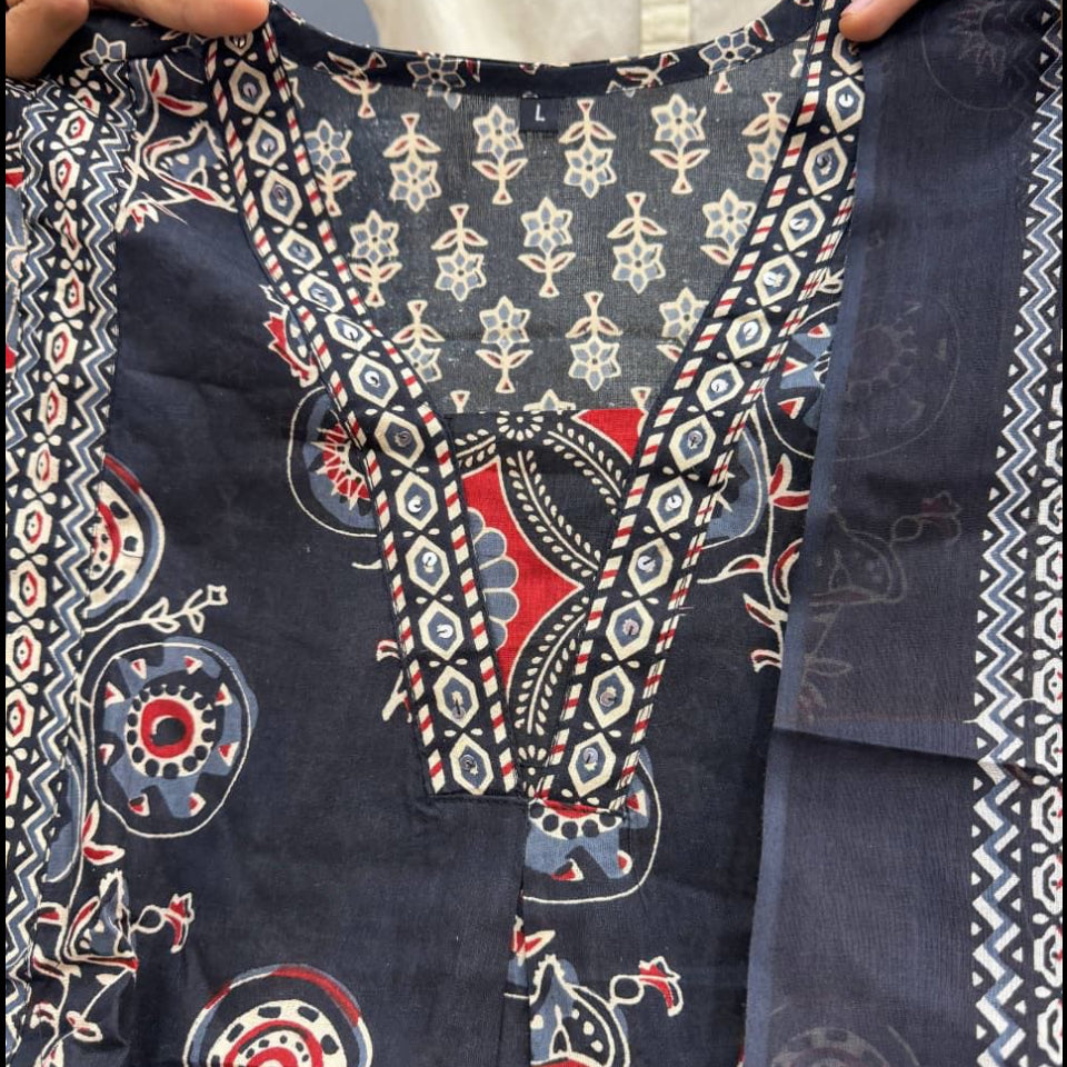Ajarakh Print Anarkali Suit Set - MBNK1790