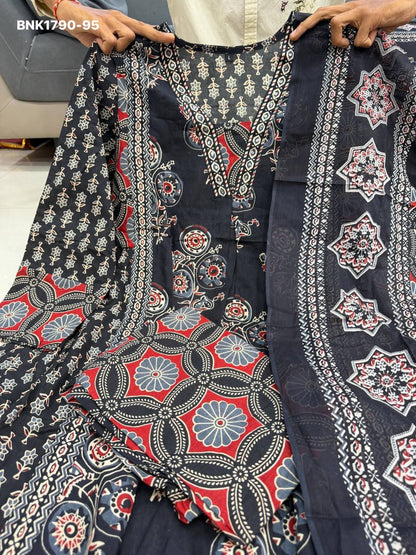 Ajarakh Print Anarkali Suit Set - MBNK1790