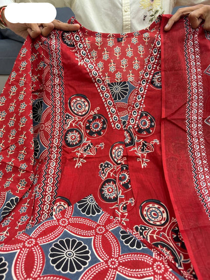 Ajarakh Print Anarkali Suit Set - MBNK1790