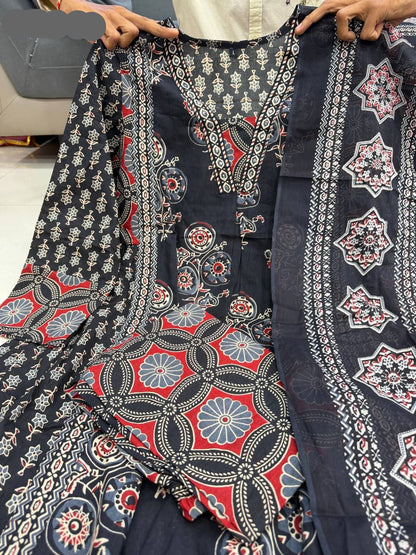 Ajarakh Print Anarkali Suit Set - MBNK1790