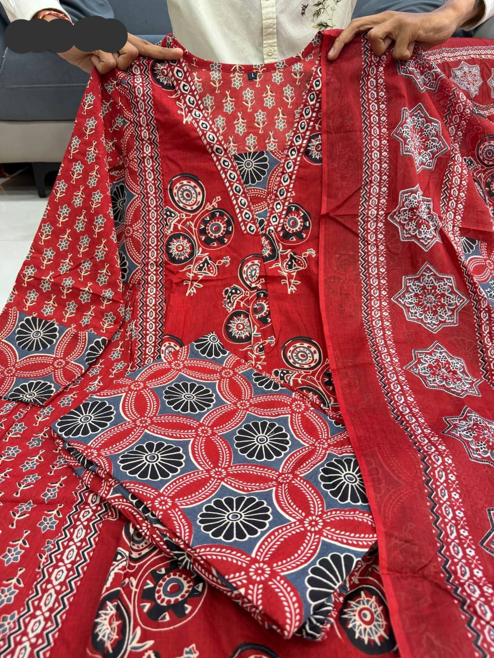 Ajarakh Print Anarkali Suit Set - MBNK1790