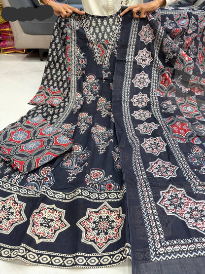 Ajarakh Print Anarkali Suit Set - MBNK1790