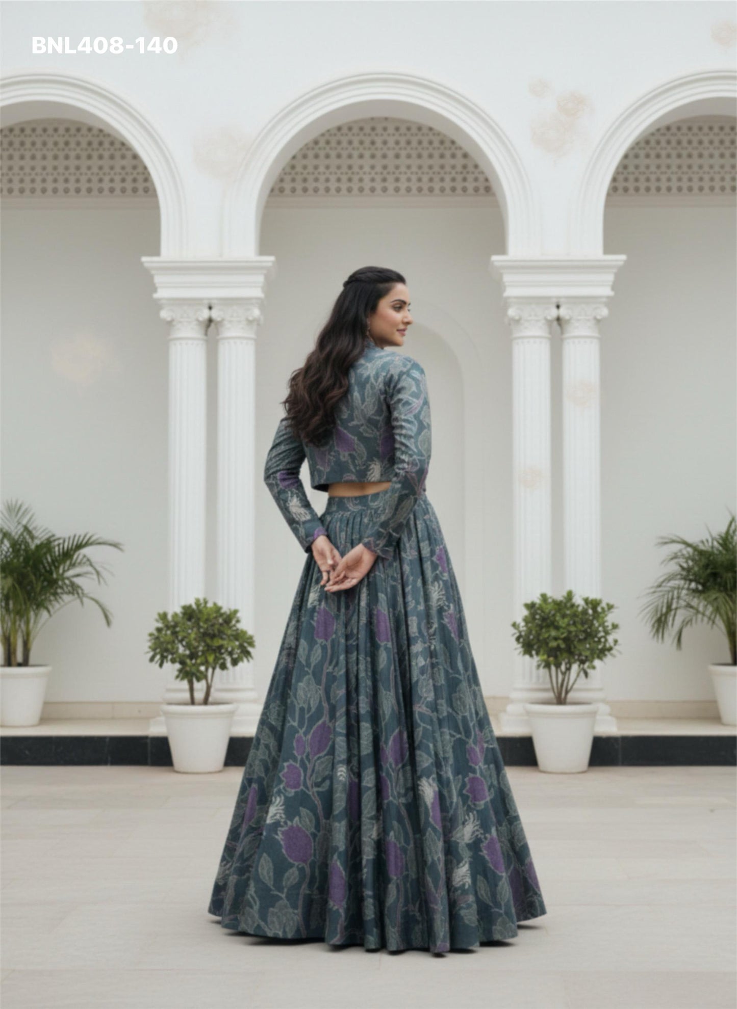 Lehenga   Tasar silk printed co-ord lehenga blends comfort, craft, and couture-like finesse effortlessly - MBNL408