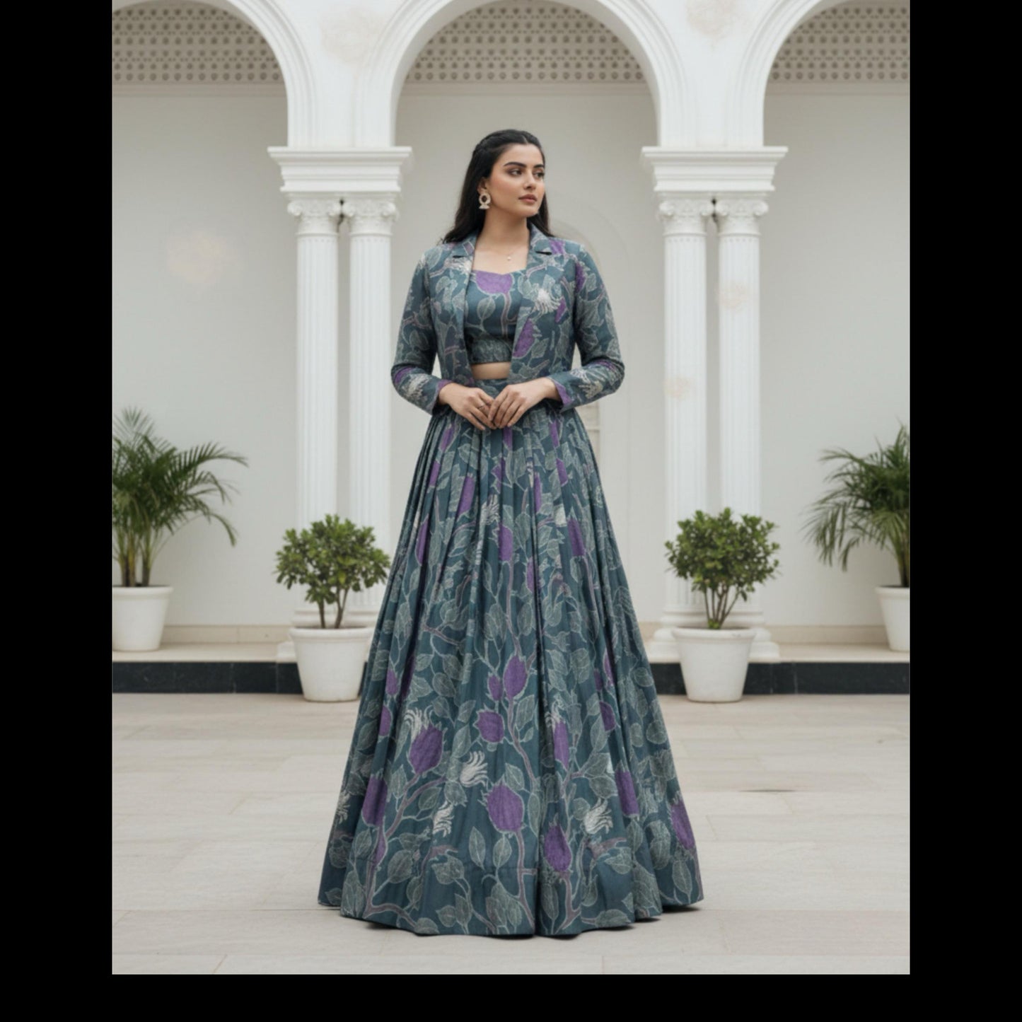 Lehenga   Tasar silk printed co-ord lehenga blends comfort, craft, and couture-like finesse effortlessly - MBNL408