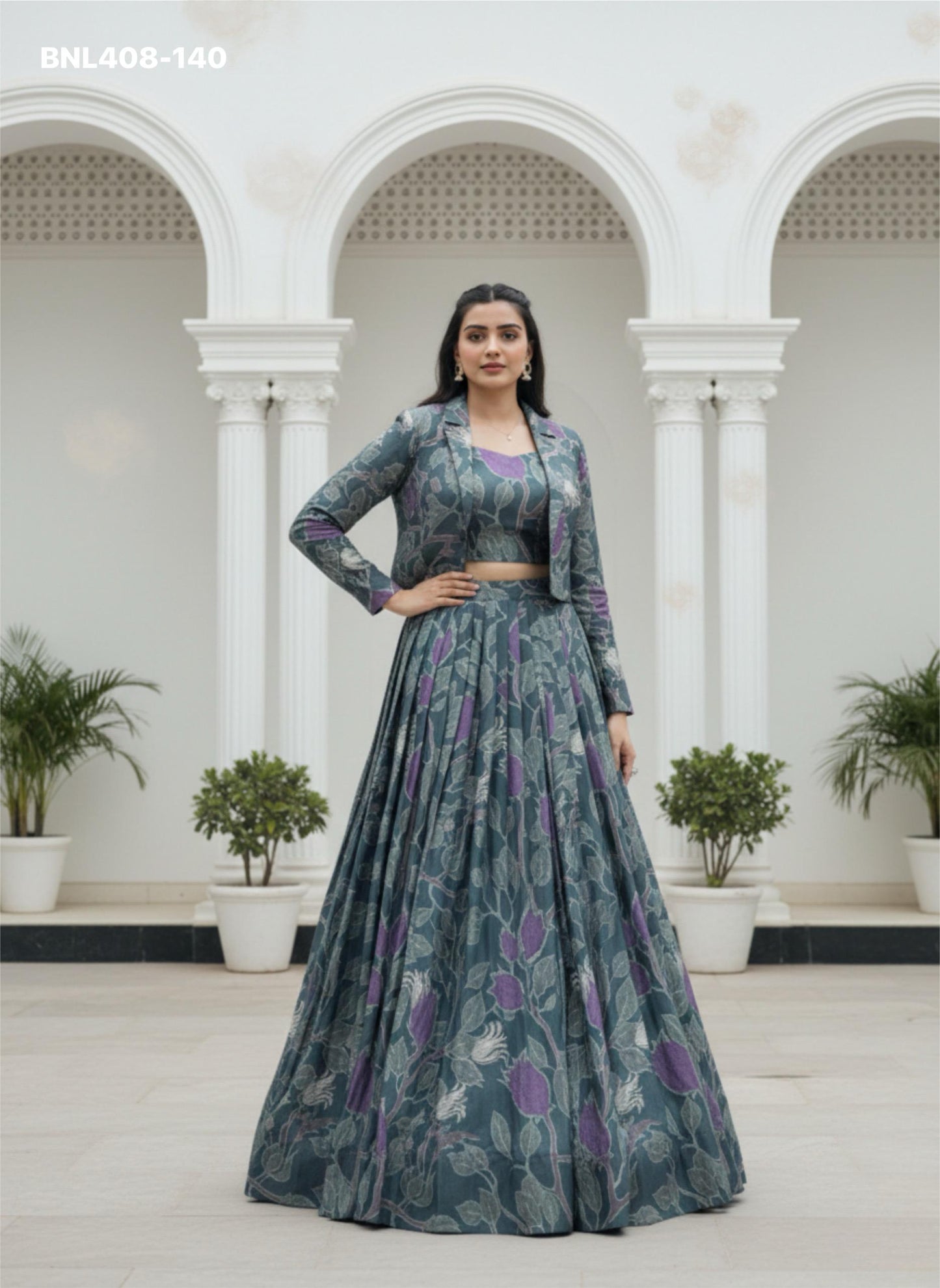 Lehenga   Tasar silk printed co-ord lehenga blends comfort, craft, and couture-like finesse effortlessly - MBNL408