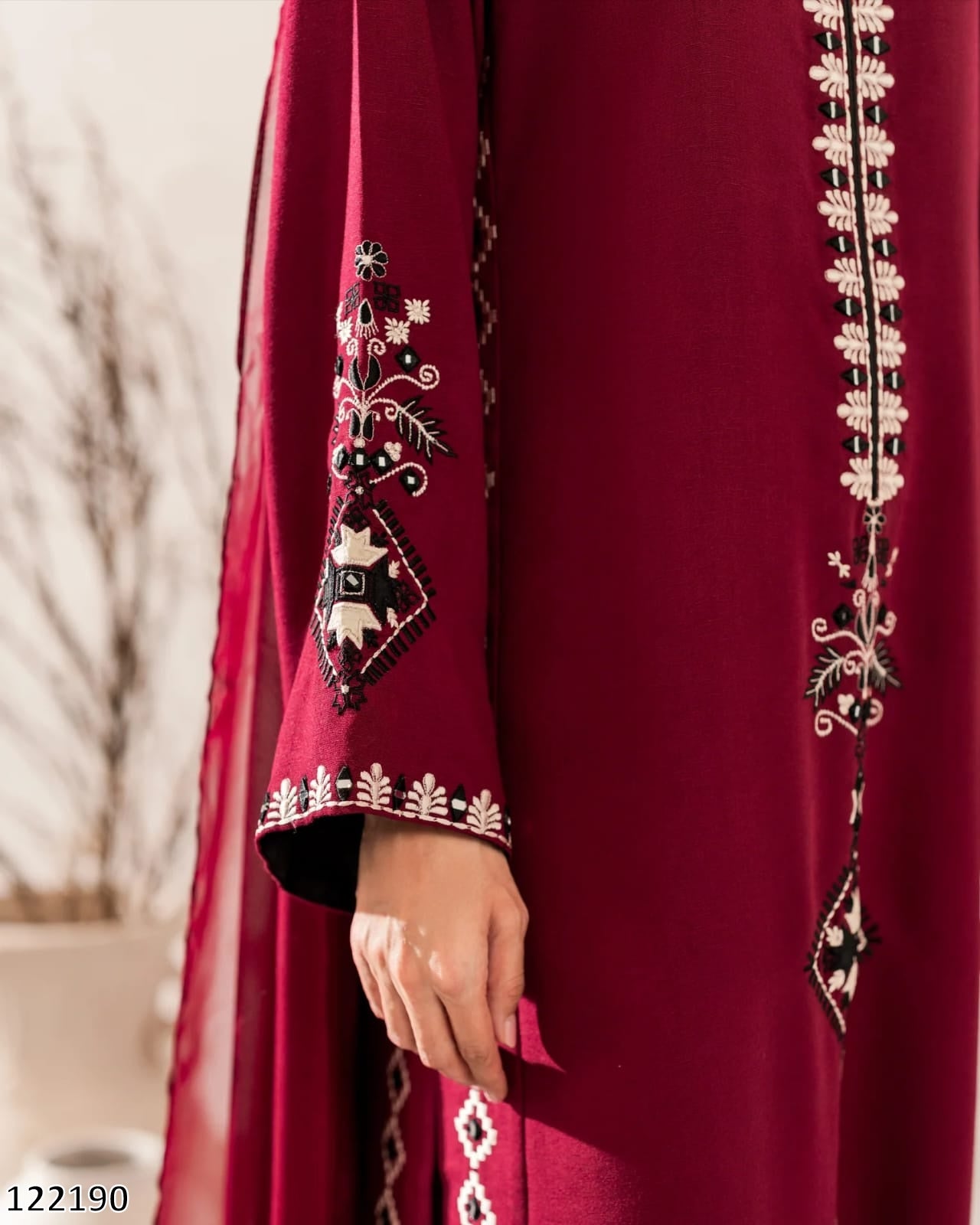 Heavy Chanderi Cotton With Embroidery Sequence Work - MRN122190
