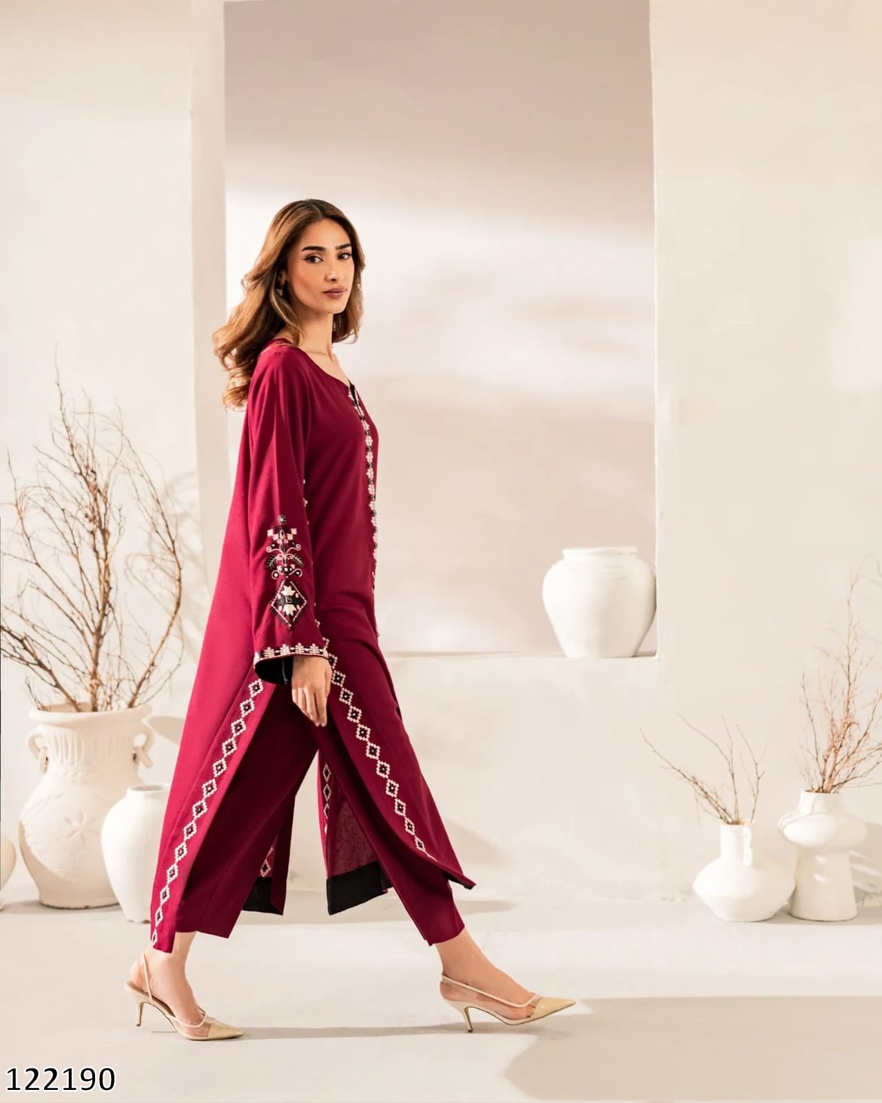 Heavy Chanderi Cotton With Embroidery Sequence Work - MRN122190