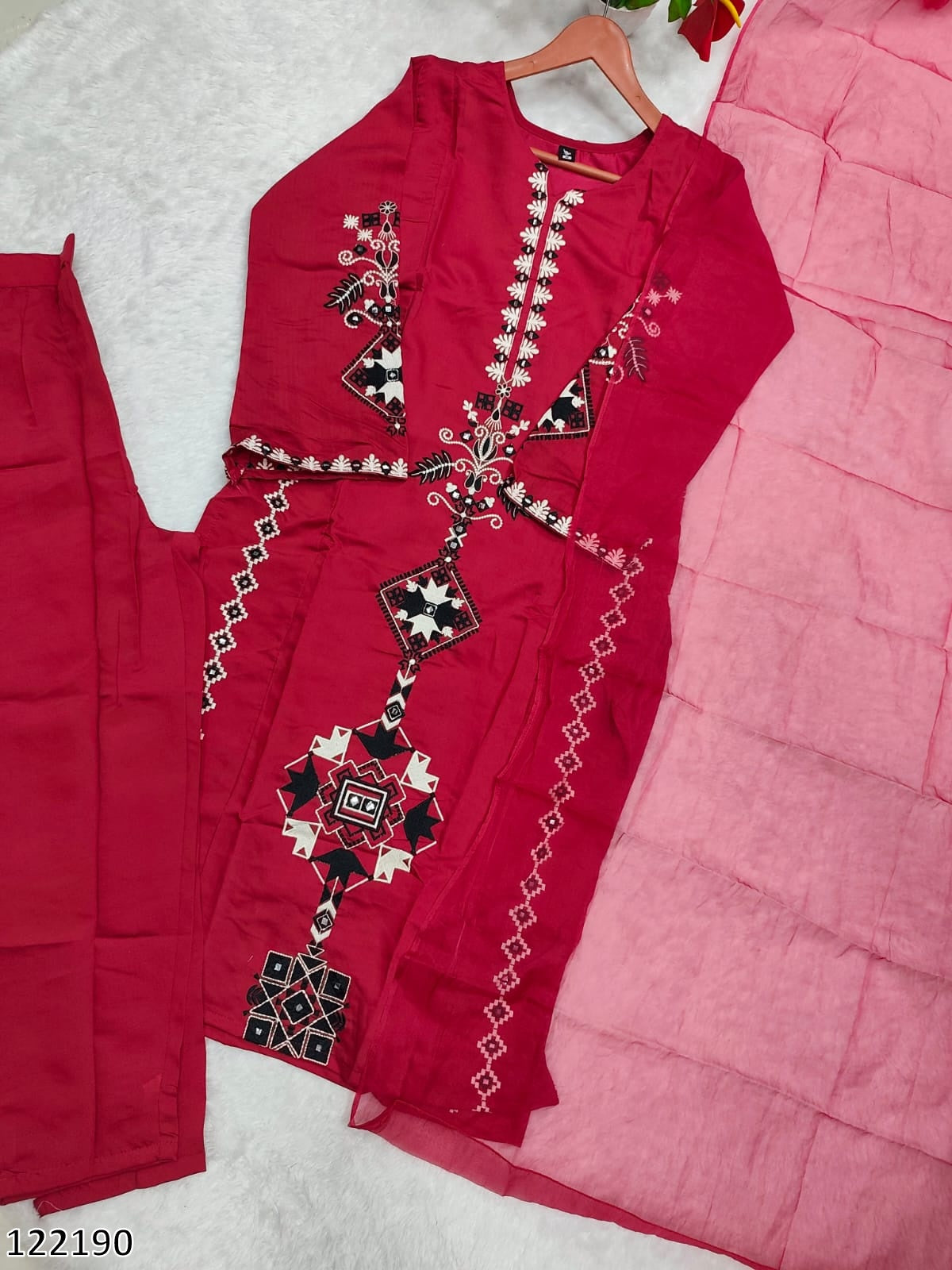 Heavy Chanderi Cotton With Embroidery Sequence Work - MRN122190