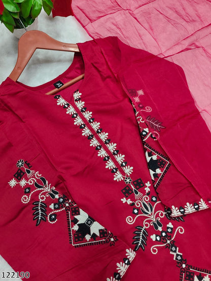Heavy Chanderi Cotton With Embroidery Sequence Work - MRN122190