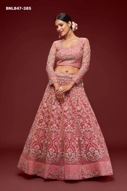 Pink Heavy Embroidered Designer Lehenga Choli - MNL847