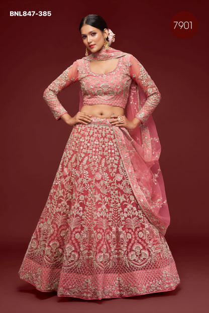 Pink Heavy Embroidered Designer Lehenga Choli - MNL847