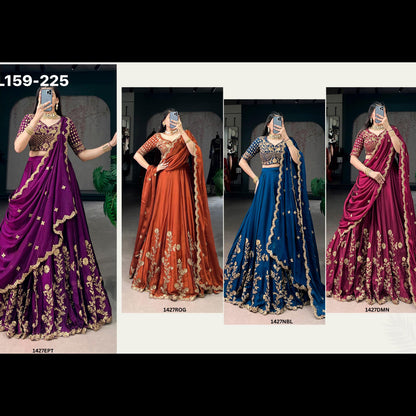 Lehenga Rangoli Silk Sequins and Thread Embroidery Work - MNL159