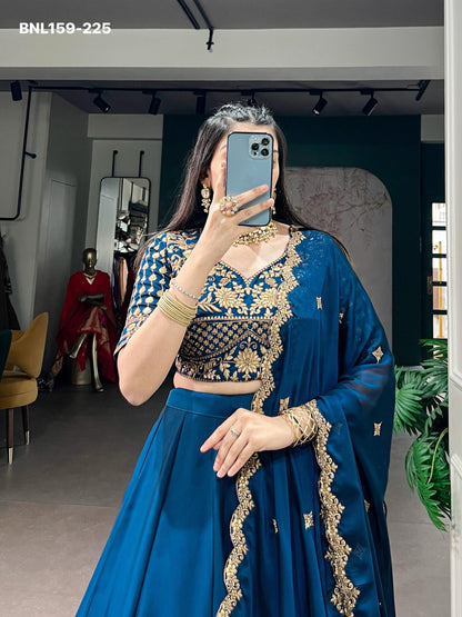 Lehenga Rangoli Silk Sequins and Thread Embroidery Work - MNL159