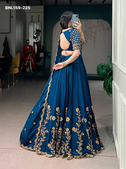 Lehenga Rangoli Silk Sequins and Thread Embroidery Work - MNL159