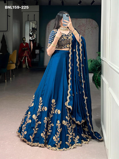 Lehenga Rangoli Silk Sequins and Thread Embroidery Work - MNL159