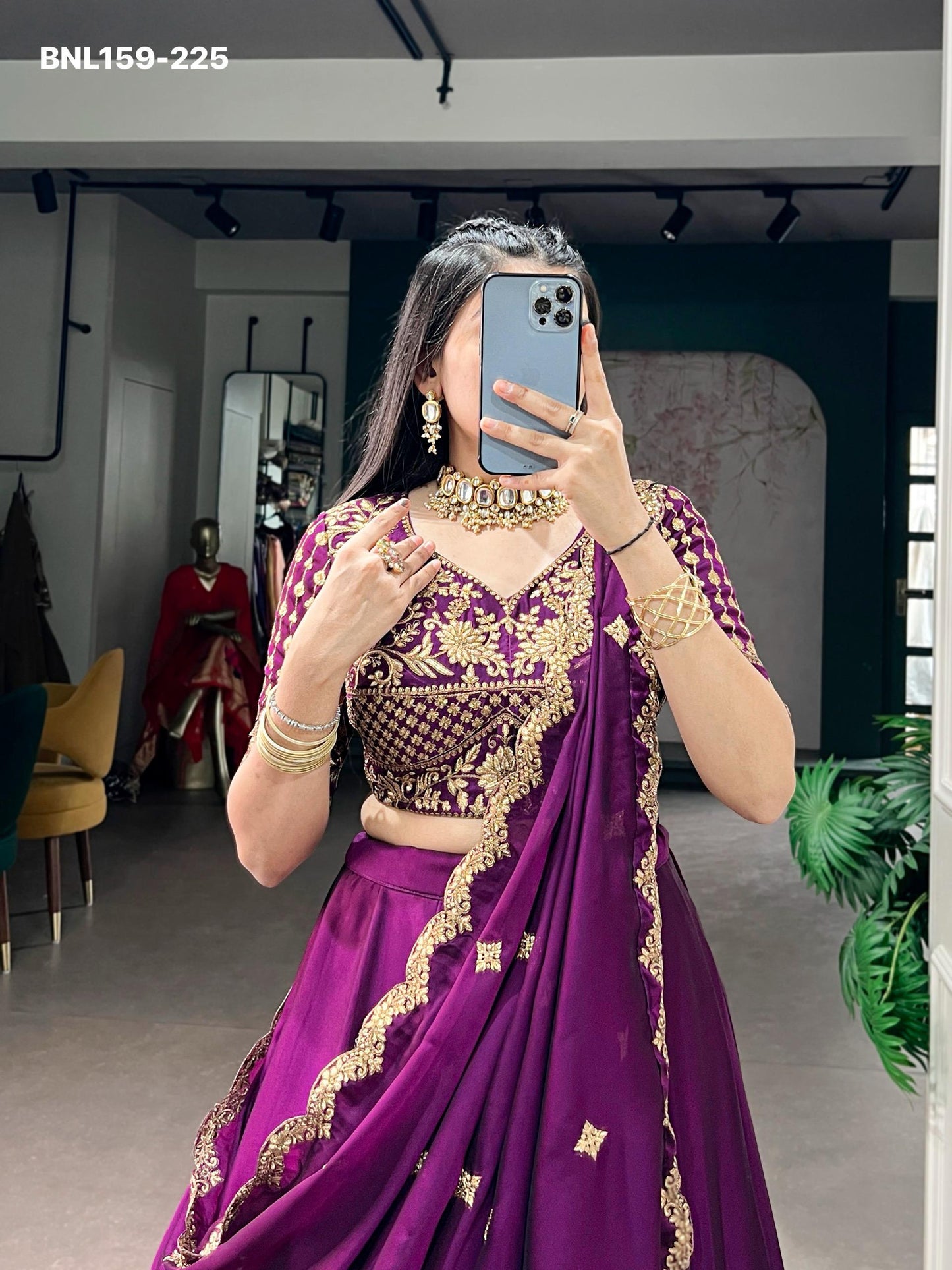 Lehenga Rangoli Silk Sequins and Thread Embroidery Work - MNL159