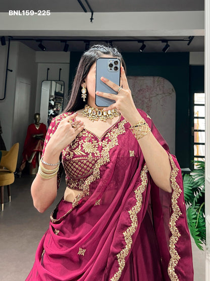 Lehenga Rangoli Silk Sequins and Thread Embroidery Work - MNL159