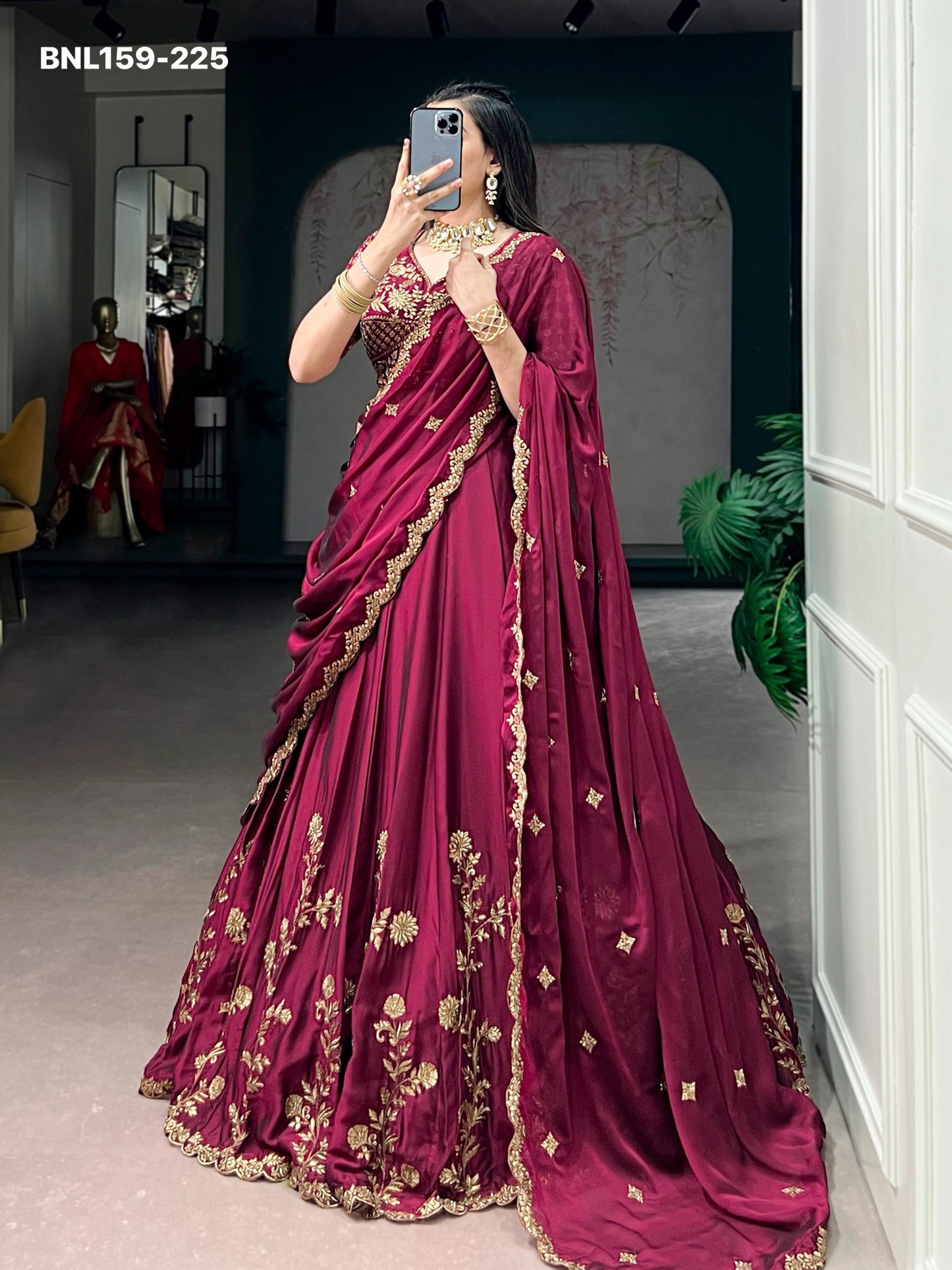 Lehenga Rangoli Silk Sequins and Thread Embroidery Work - MNL159