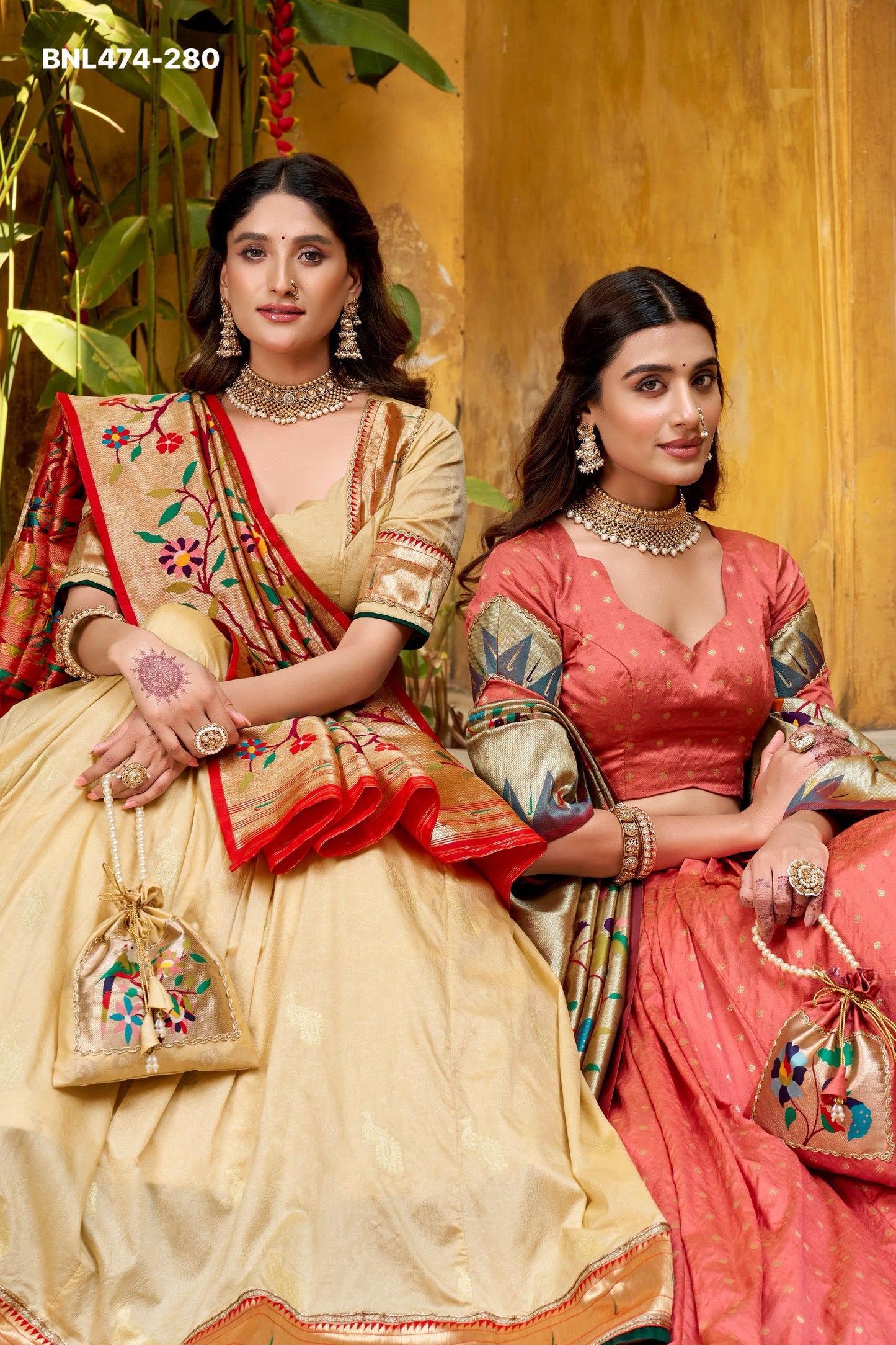Paithani Silk Paithani lehenga choli  traditional zari weaving meets graceful lace borders- MNL474