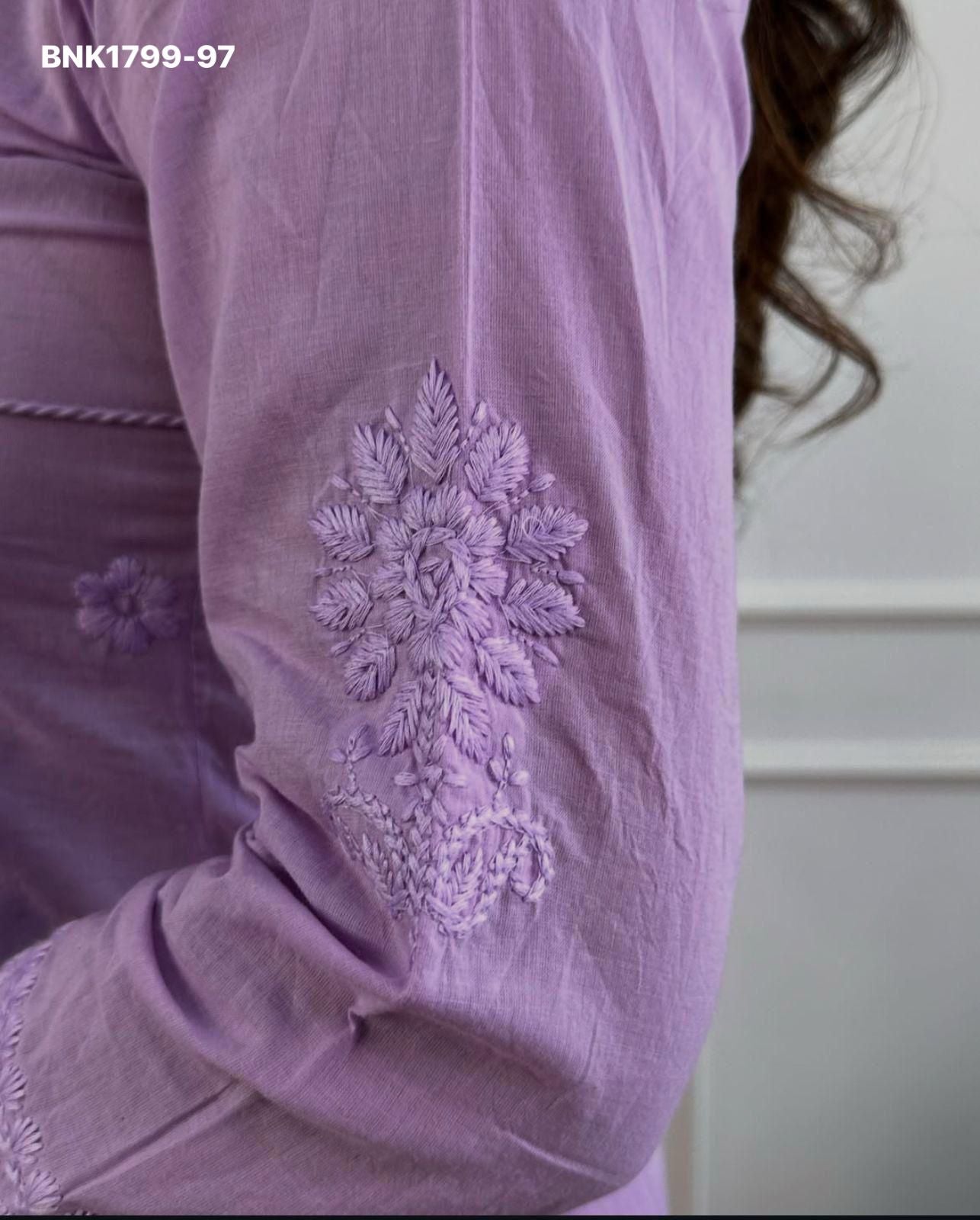 Beautiful cotton chikankari angrakha style pant sets - MNK1799