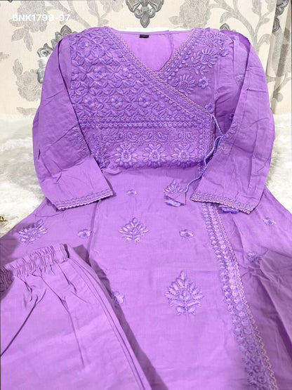 Beautiful cotton chikankari angrakha style pant sets - MNK1799