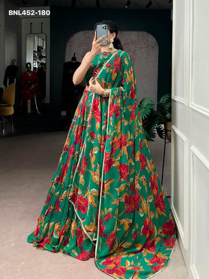 Lehenga Choli  vibrant floral marble prints that flow with every twirl and celebrate timeless traditional elegance -MNL452