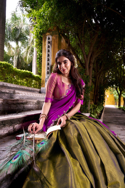 Lehenga Collection  Kanchipuram silk lehenga, woven with stunning zari -MNL139