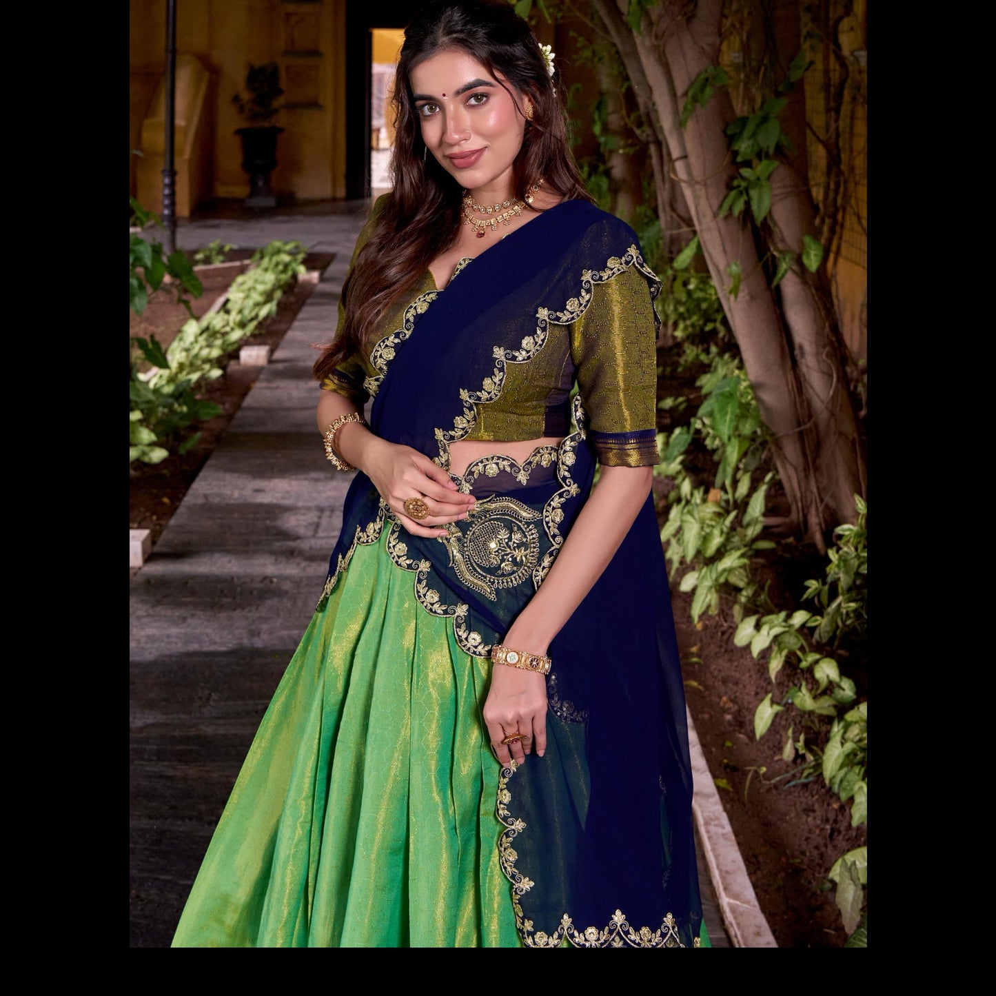 Lehenga Collection  Kanchipuram silk lehenga, woven with stunning zari -MNL139