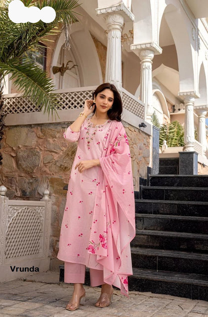 Heavy CHANDERI Heavy Digital Print With Embroidery Stich Work-MNK1808