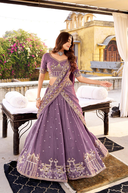 MNL299 Samairaa Chocolate Crush Lehenga Choli with Sequins & Thread Embroidered Dupatta