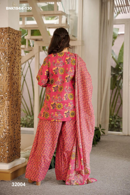 “Designer Cambric Cotton Kurti Farsi Salwar Dupatta Set –MNK1944”