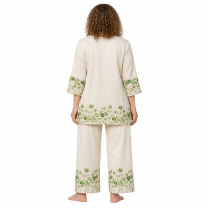 BLOSSOM CO‑ORD SET – SHORT KURTI & PALAZZO -GREEN