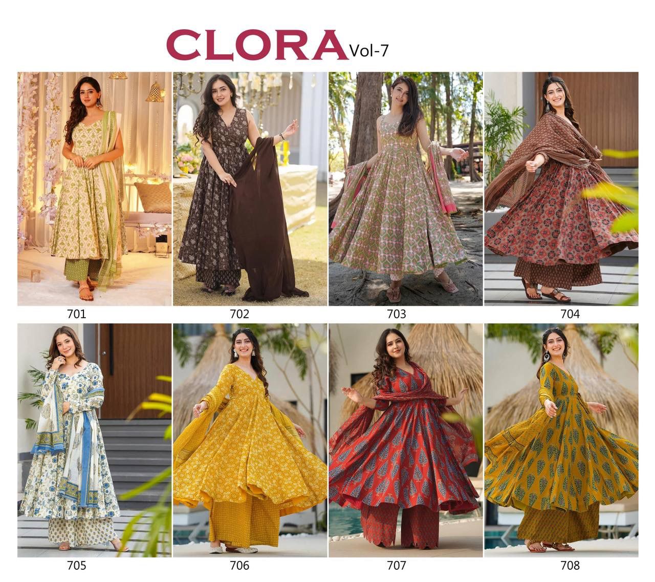 Collage of women wearing various outfits from Clora Vol-7 collection.
