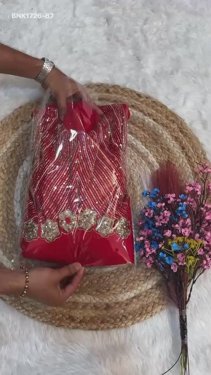 Faux Blooming with Embroidery Zari Sequins-BNK1726