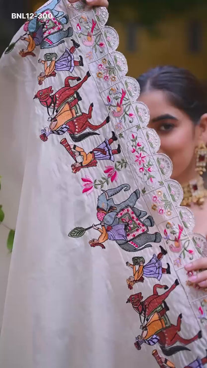 “Off White Raspberry Lehenga Choli –  MNL12”