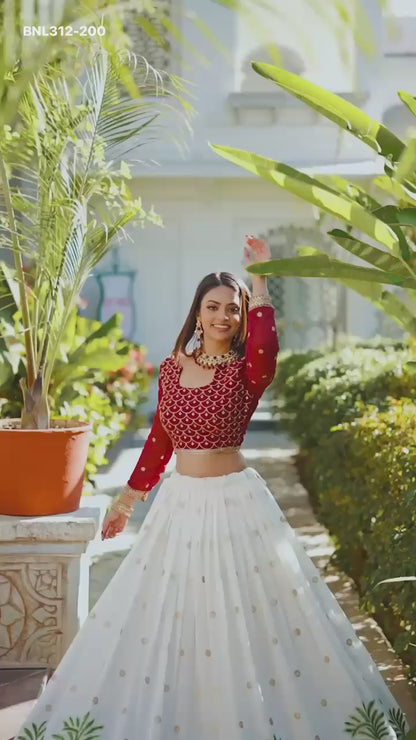 MNL312-Georgette Lehenga Choli Set – Sequins & Thread Embroidery, Anokhi Catalogue