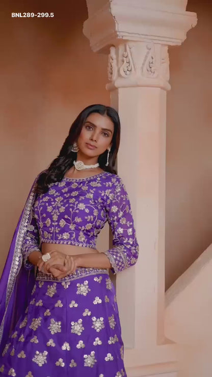 MNL289-Organza Lehenga Choli Set – Elegant Zari Touch, Premium Finish
